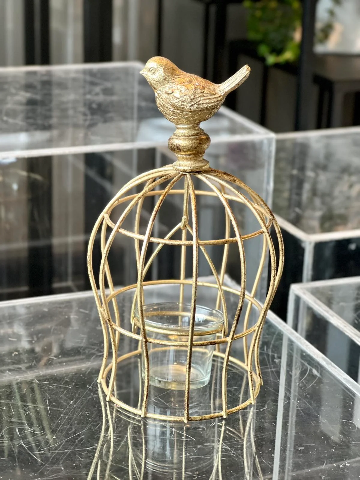 žvakidė dekoracija paukščio narvelis